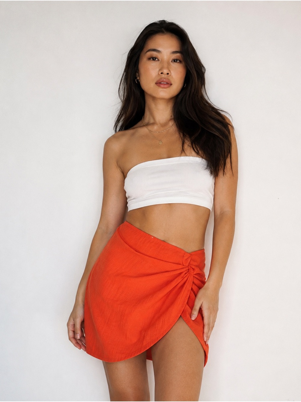 White Fox Boutique orange mini skirt Size M